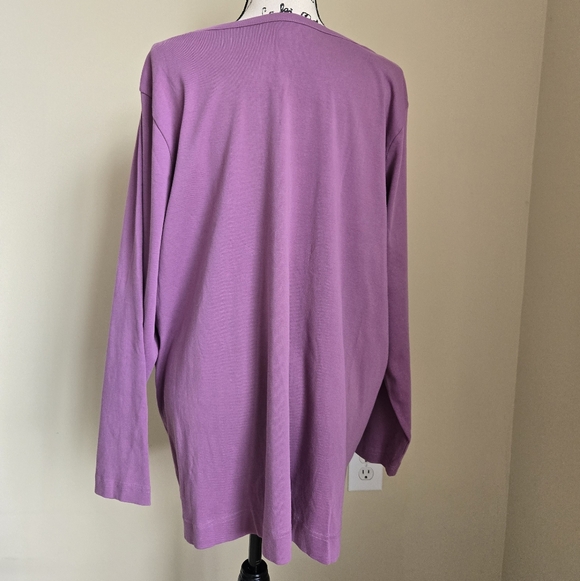 Duluth Trading Co Long Sleeve Tee Womens 3X Purple Cotton Crew Neck - Picture 4 of 10